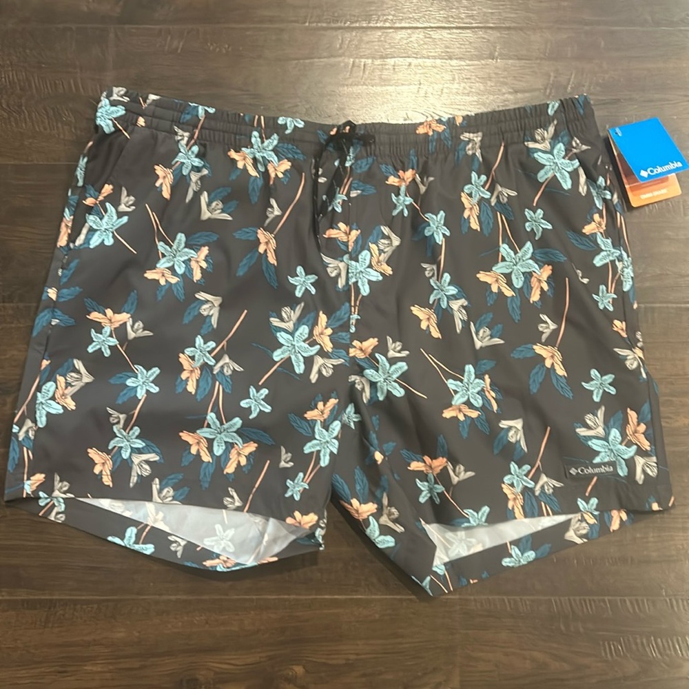 Columbia Summertide Stretch Swim Shorts Mens XXL 6” Beach Omni-Shade 40UPF Gray